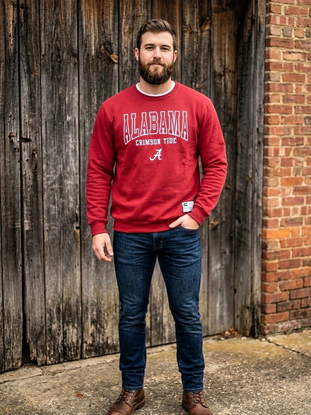 Colosseum Alabama Crimson Tide Men's Red Crewneck Sweatshirt L